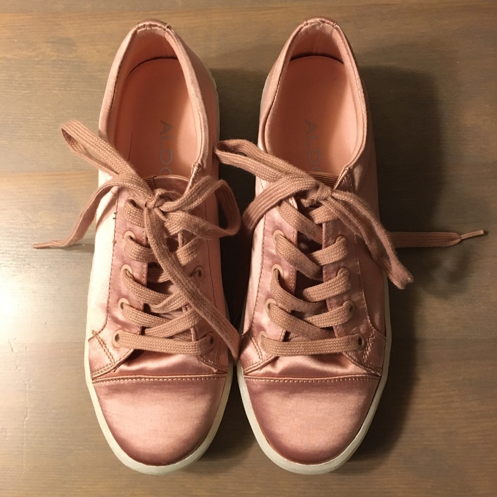 Aldo Pink Satin Sneakers